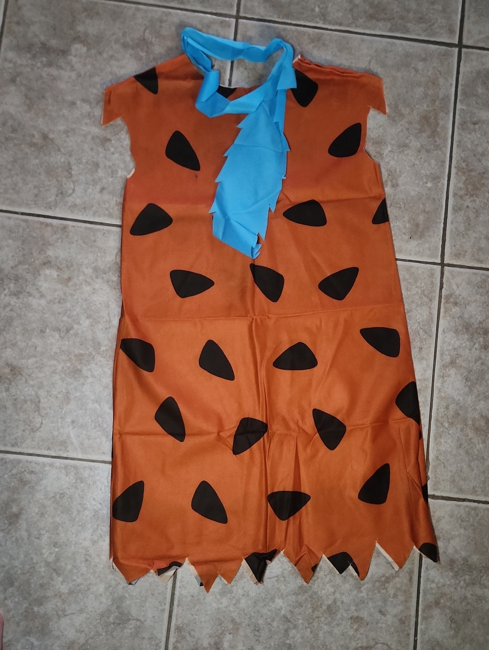 Classic Kids Orange Flintstone Costume with Blue Necktie